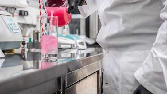 Testing the right color for the drink in the application lab, Allentown, USA