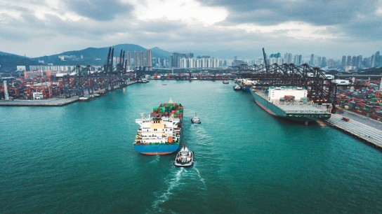 Container Cargo freight ship Terminal in Hongkong