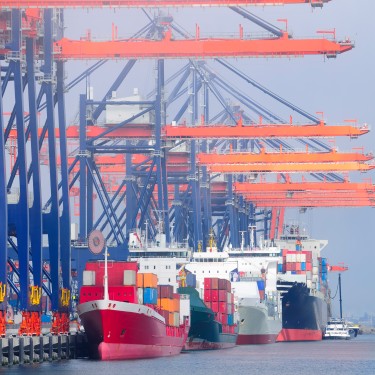 Container terminal in the harbor