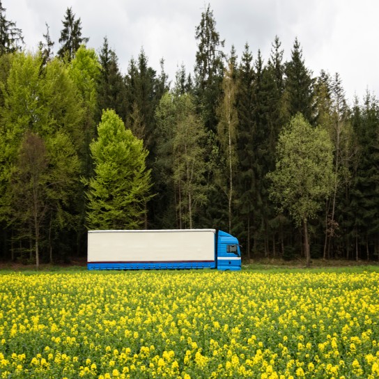 Semi truck in the countryy side